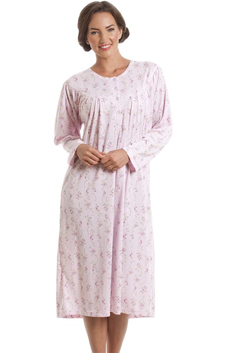 Classic Long Sleeve Pink Floral Print Nightdress