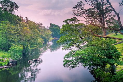 Sunlight Colors The River Lune Taken From Bridge Near Kirkby Lonsdale