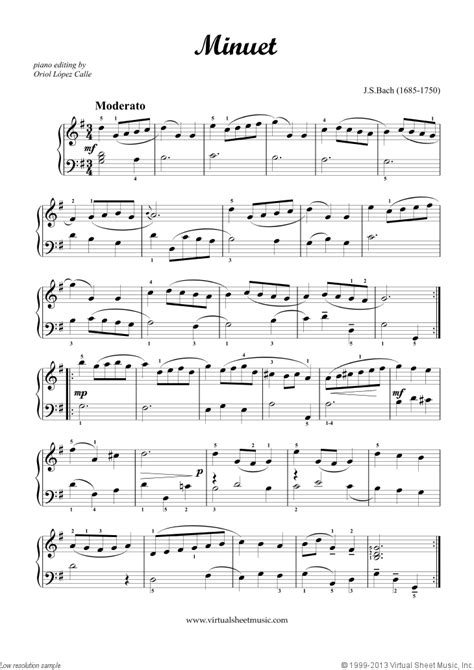 Free Bach Minuet In G Piano Sheet Music Pdf