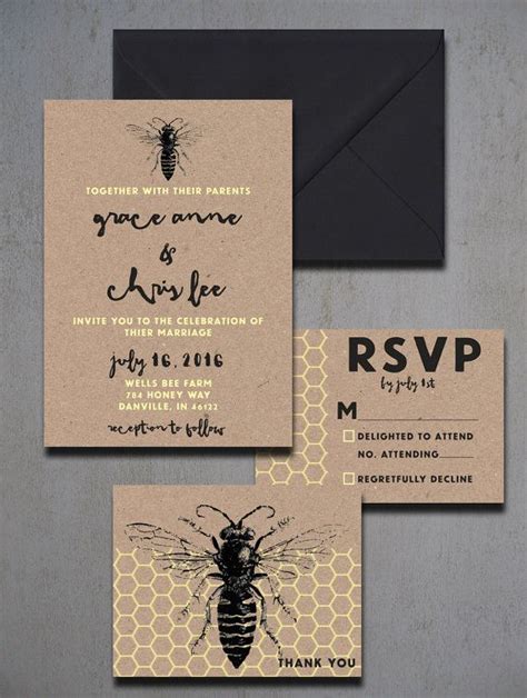 Vintage Honey Bee Wedding Invitations Honey Bee Wedding Invitations
