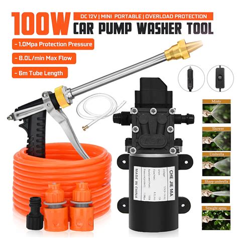 12V 100W 200PSI High Pressure Water Pump Sprayer Car Washer Kit With