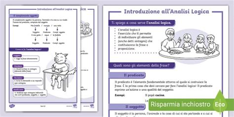 Analisi Logica Per Scuola Primaria PDF Lehrer Gemacht