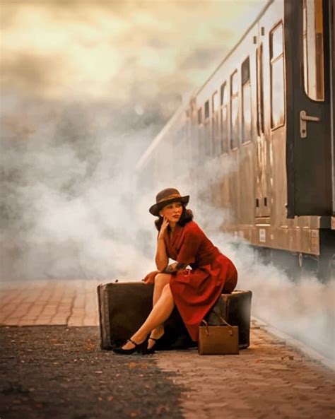 Lady Waiting For Train Paint By Numbers Numeral Paint Kit