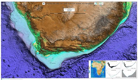 A 12000000 Scale Shaded Relief Bathymetric Map Of The South African