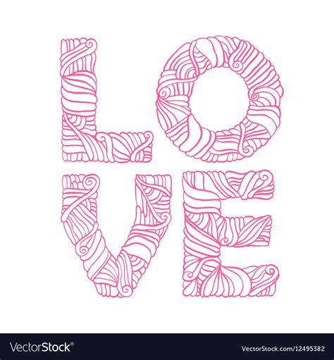 Valentine Day Hand Drawn Love Typography Doodle Vector Image