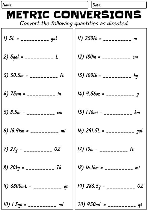 13 Metric Units Conversion Worksheet Pdf