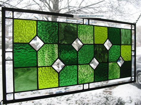 Gorgeous Greens Large Stained Glass Window Panel Nr 1940 Now Photo