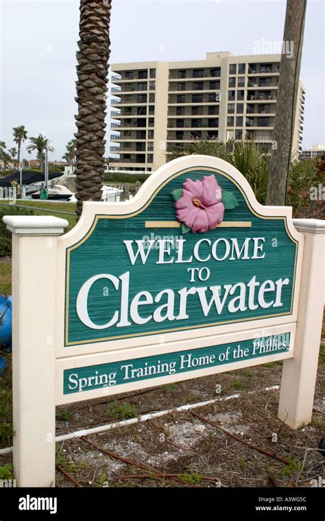 Sign Welcoming Visitors To Clearwater Beach Florida Clearwater Beach