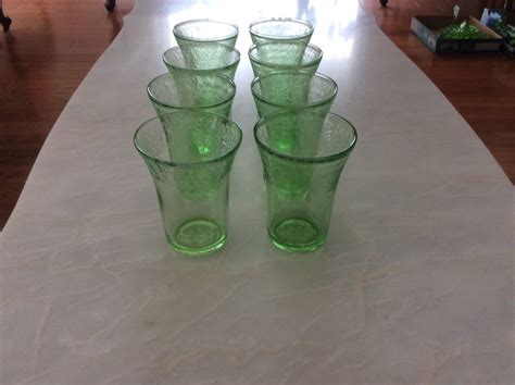 Hazel Atlas Green Depression Glass Florentine Tumblers