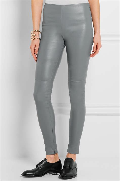 Balenciaga Stretch Leather Leggings In Grey Lyst