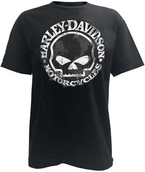 Harley Davidson Herren T Shirt Hand Made Willie G Skull Distressed