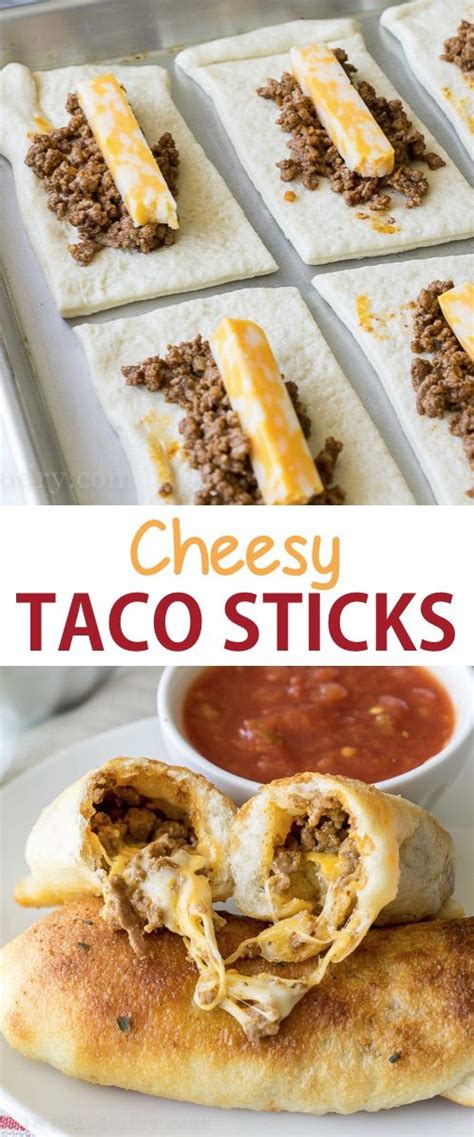 There seems to be an endless supply of recipes that use pizza dough, and for good reason. CHEESY TACO STICKS - Kitchen Yummi#Recipes #Dinner Recipes ...