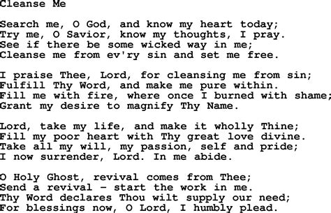 Baptist Hymnal Christian Song Cleanse Me Lyrics With Pdf For Printing