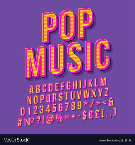 Pop Music Vintage 3d Lettering Retro Bold Font Vector Image