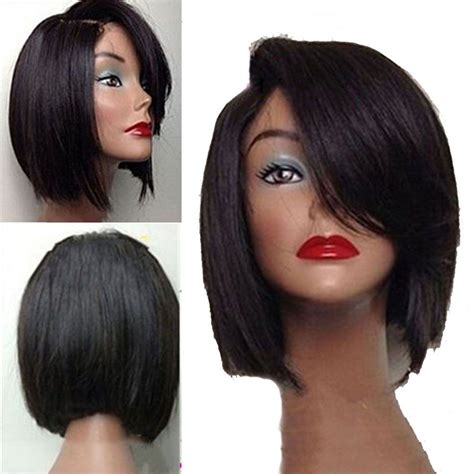 Short Bob Lace Front Wigs Human Hair Straight With Baby Hair Right Part