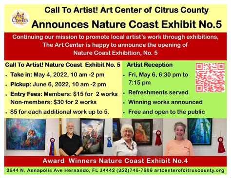 Call To Artist Nature Coast Exhibit No 5 Take In May 4 10 Am 2 Pm