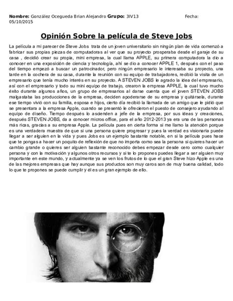 Doc Opinion Sobre La Pelicula De Steve Jobs Brian Alejandro