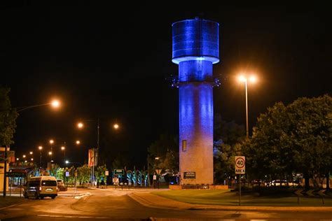 Wodonga Water Tower Turns Blue For Huntingtons Disease Awareness The