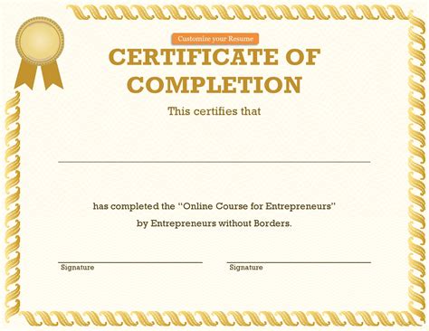 Great Certificate Of Completion Templates Free