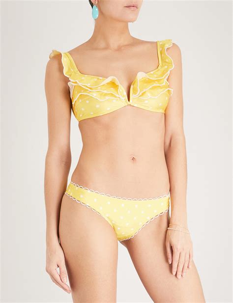 Zimmermann Synthetic Lumino Ruffled Polka Dot Bikini In Yellow Dot Yellow Lyst