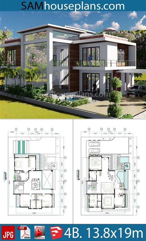 138x19m BEDROOM Home house design plans 3d 4 bedrooms in ...