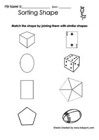 Geometric Shapes Sorting Worksheet For Class 1,Math Shapes Worksheets