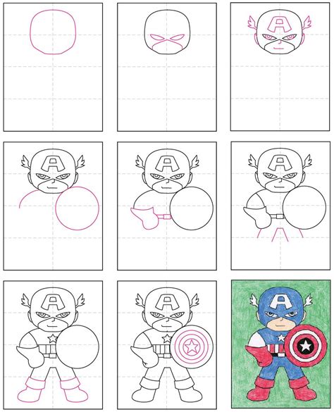 Easy How To Draw Captain America Tutorial And Captain America Coloring