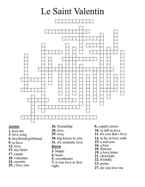 Les Mots Croisés De Lamour Crossword Wordmint