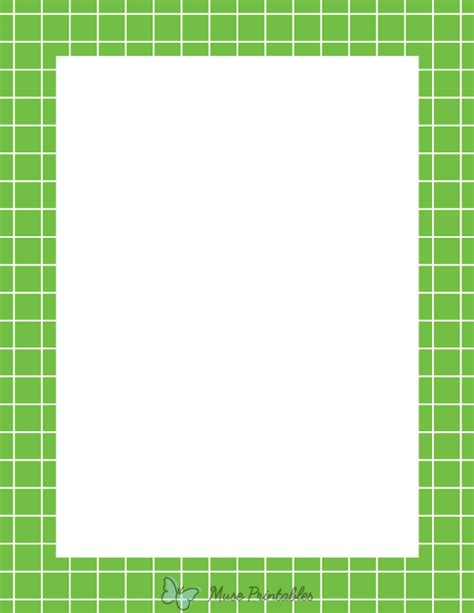 Printable Green And White Graph Check Page Border