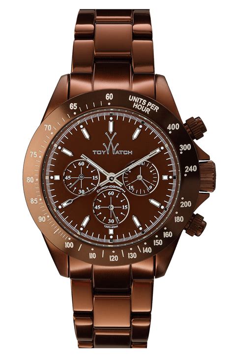 Toy Watch Metallic Aluminum Chronograph Bracelet Watch In Brown For Men