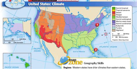 Climate Zones Map For The United States Seventh Grade