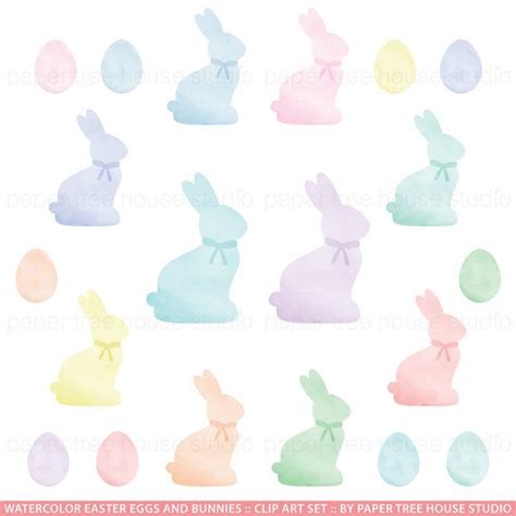 Watercolor Easter Clipart Easter Clip Art Bunny Clipart Easter Egg
