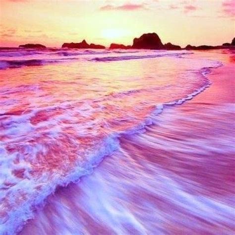 Sunset Pink Wave Beautiful Beaches Beach Beautiful Places
