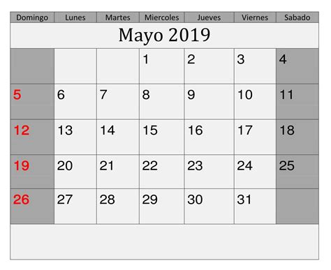 Calendario Mayo 2019 Con Festivos Printable Calendar Calendar Images