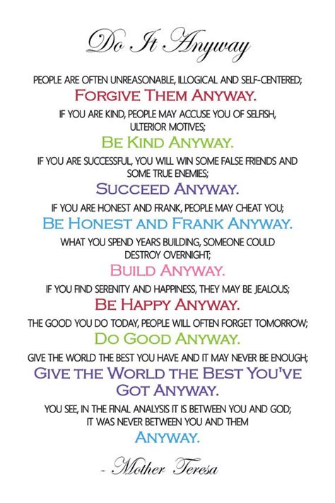 Do It Anyway By Mother Teresa Know It All