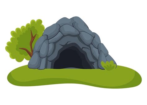 Uma Caverna Da Idade Da Pedra Isolada Em Um Fundo Branco Em Um Gramado