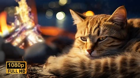Ultimate Cat Relaxation Crackling Fire Purring Cat Sounds And Relax Music For Blissful Sleep