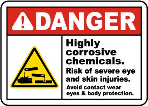 Highly Corrosive Chemicals Sign Save 10 Instantly