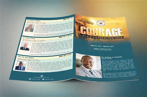 Church Conference Program Cover Template Teal And Gold Inspiks