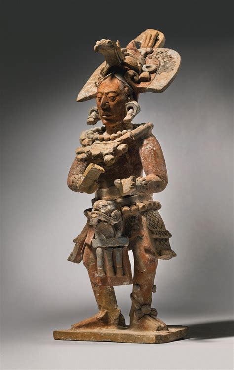Important Maya Standing Lord With Removable Headdress Late Classic Ca