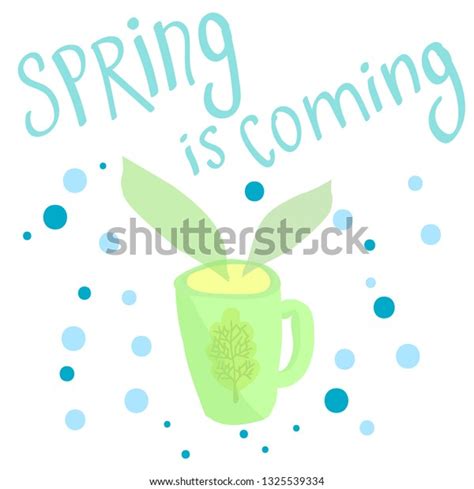 Spring Comes Words Ultraviolet Green Shades Stock Vector Royalty Free