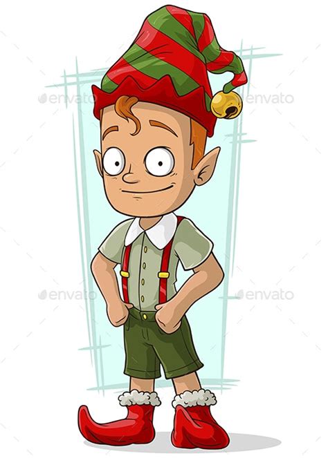 Cartoon Redhead Christmas Elf In Green By Gbart Graphicriver