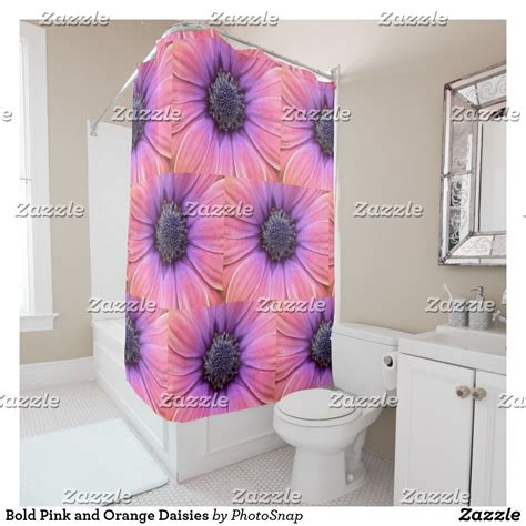 Bold Pink And Orange Daisies Shower Curtain Custom