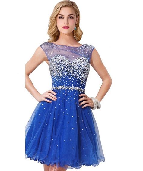 Women Crystal Open Back Short Prom Dress Cocktailhomecomingparty