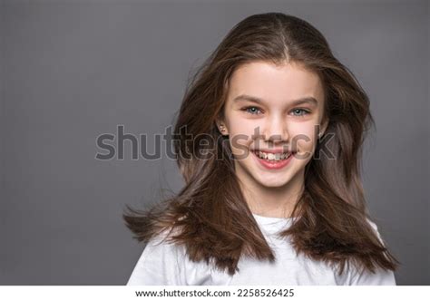 Portrait Charming Little Girl Smiling Camera Stock Photo 2258526425