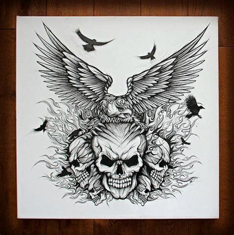 Eagle And Skulls Art Design Tatuajes Para Hombres Calaveras