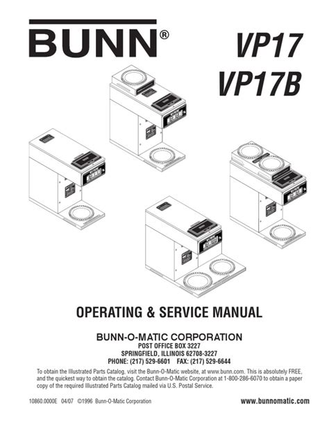 Find bunn manuals at parts town. Bunn Coffee Maker Vpr Series Manual - Free Wallpapers