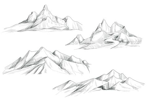 Dibujo a mano alzada paisaje de montaña diseño de bocetos Vector Gratis