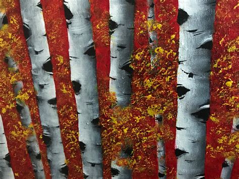 Aspen Tree Wall Art On Canvas Large Abstract Painting Living Etsy Canada