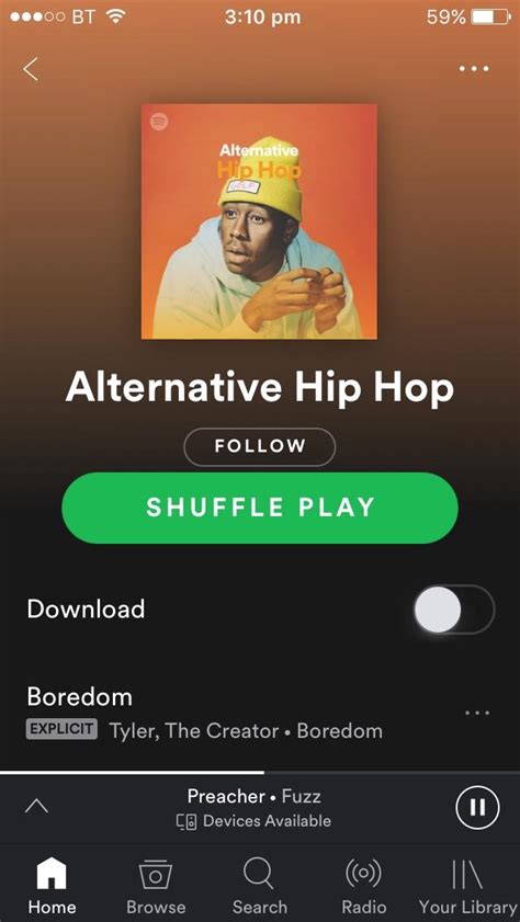 Tyler On The Cover Of The Alternative Hip Hop Playlist On Spotify